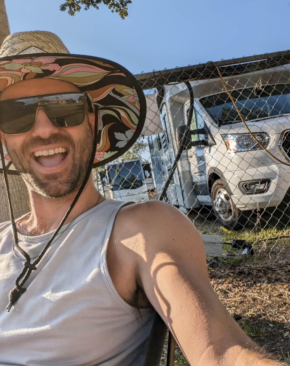 Getting some sun outside the RV